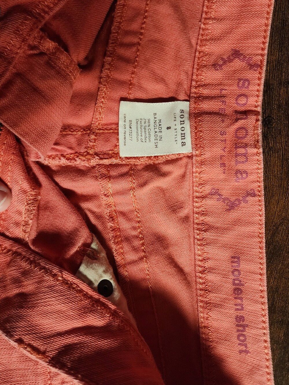 Sonoma Bright Coral Pink Denim Jean Shorts - Picture 7 of 8